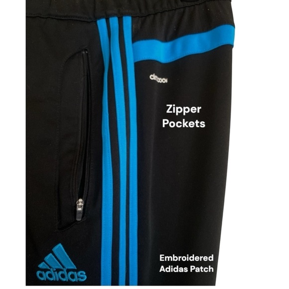 Vintage ADIDAS Hoodie Track Set (2pc) Black Royal Blue Three Stripe Size Large - Picture 7 of 12